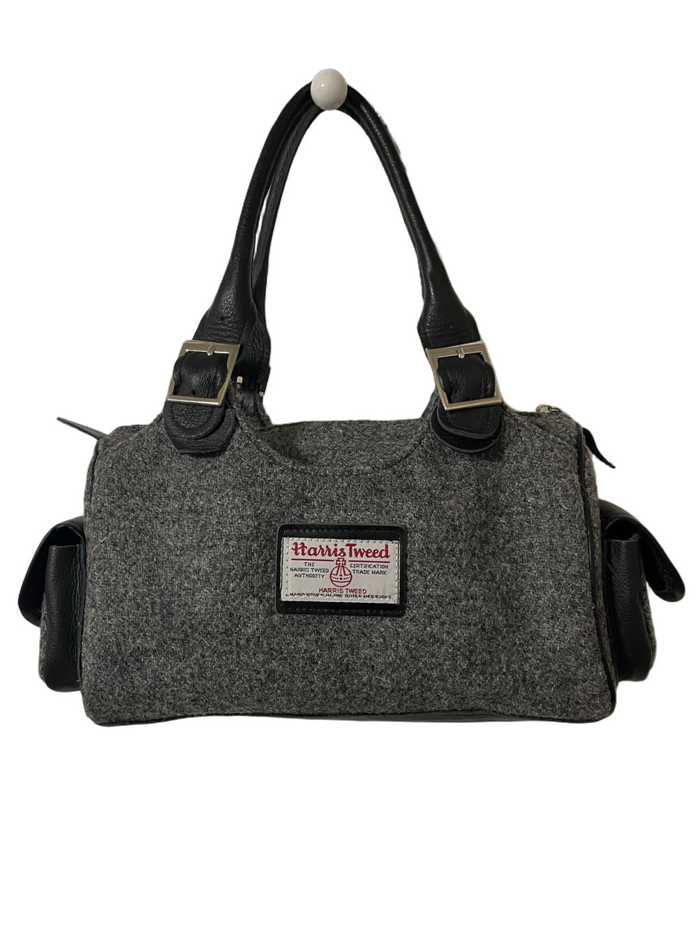 Harris Tweed Grey Wool With Black Trim Bag